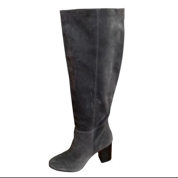 Sam Edelman Caprise Gray Suede Pull On Heeled Knee High Boots Size 8.5M - Picture 5 of 13
